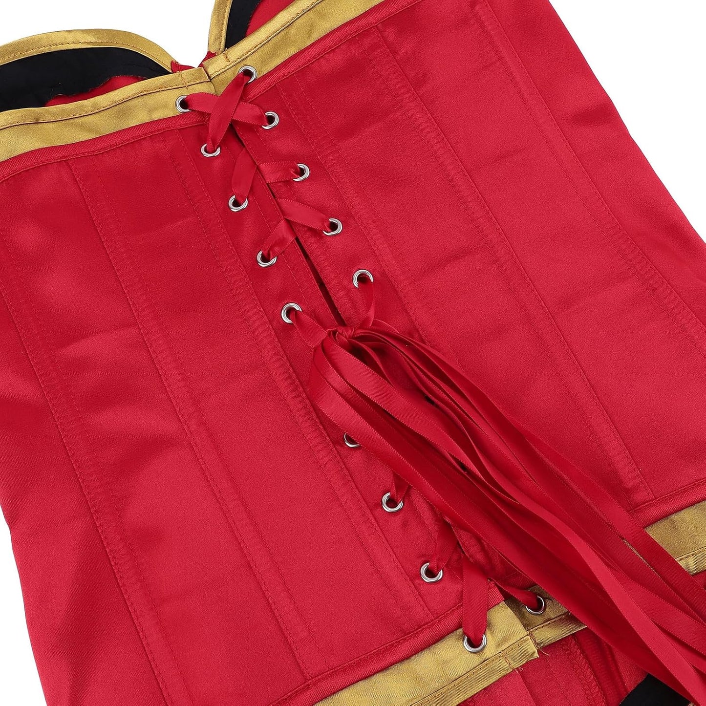 Zhitunemi Red Corset Top - Satin Overbust Shapewear for Women | Perfect for Theme Parties & Photoshoots