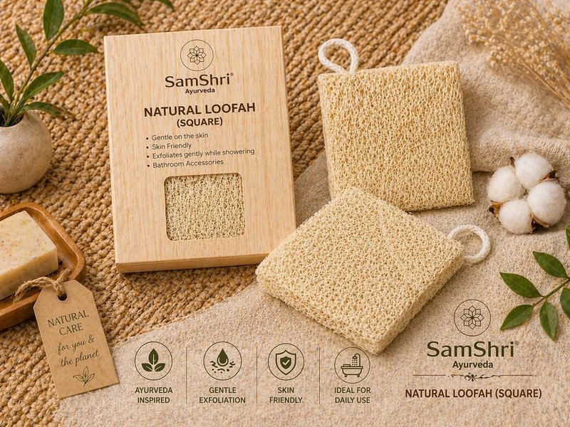 Natural Loofah | Biodegradable Exfoliating Bath Sponge - 2 Pack for Face & Body Scrubbing