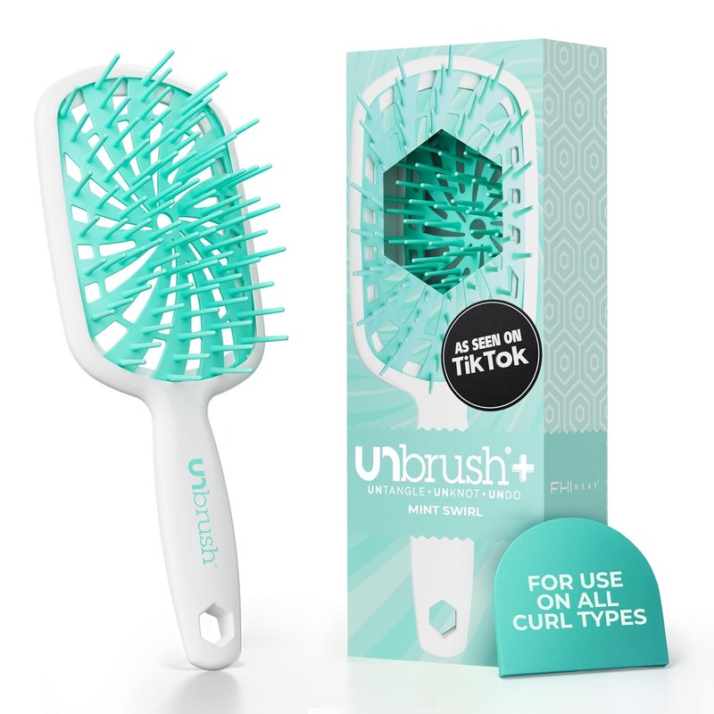 FHI Heat UNbrush Plus - Gentle Curly Hair Detangling Brush for Wet/Dry Hair | 84 UltraFlex Bristles, Lightweight Design