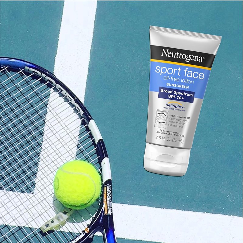 Neutrogena Sport Face Sunscreen SPF 70+ - Oil-Free, Sweat & Water-Resistant, 2.5 fl oz | Broad-Spectrum UVA/UVB Protection