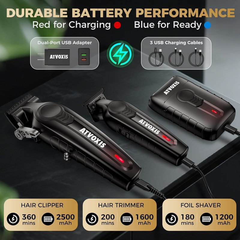 Hair Clippers for Men Professional, Barber Clippers and Trimmers Set, Cordless Hair Clippers, Hair Cutting Kit, Barber Kit, Haircut Kit, Maquina para Cortar Pelo De Hombre