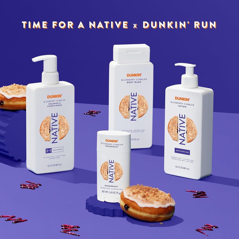 Native Body Lotion - Dunkin Blueberry Cobbler Moisturizer for Dry Skin | 16.5 oz Plant-Based Formula