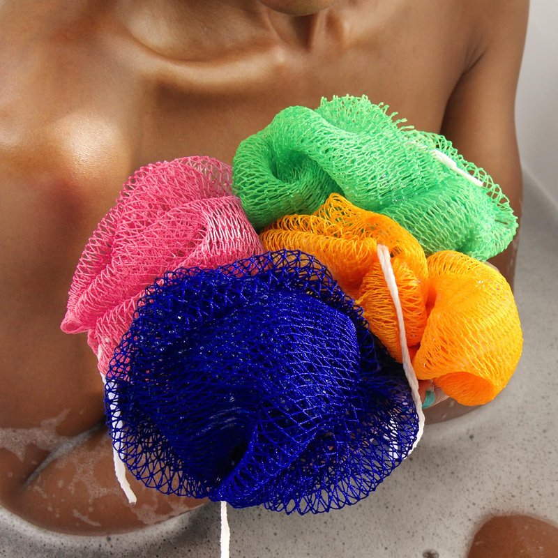 African Net Sponge Authentic - African Exfoliating Net Sponge Real African Wash Cloth Loofah - African Bath Sponge with Knots Exfoliator Net for Shower Body Scrubber - Skin Smoother Scrub Net