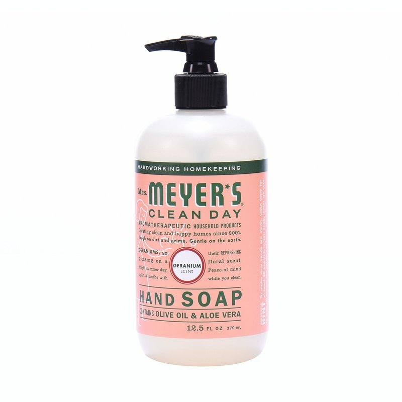 MRS. MEYER'S CLEAN DAY Hand Soap, Made with Essential Oils, Geranium, 12.5 fl. oz - Pack of 6