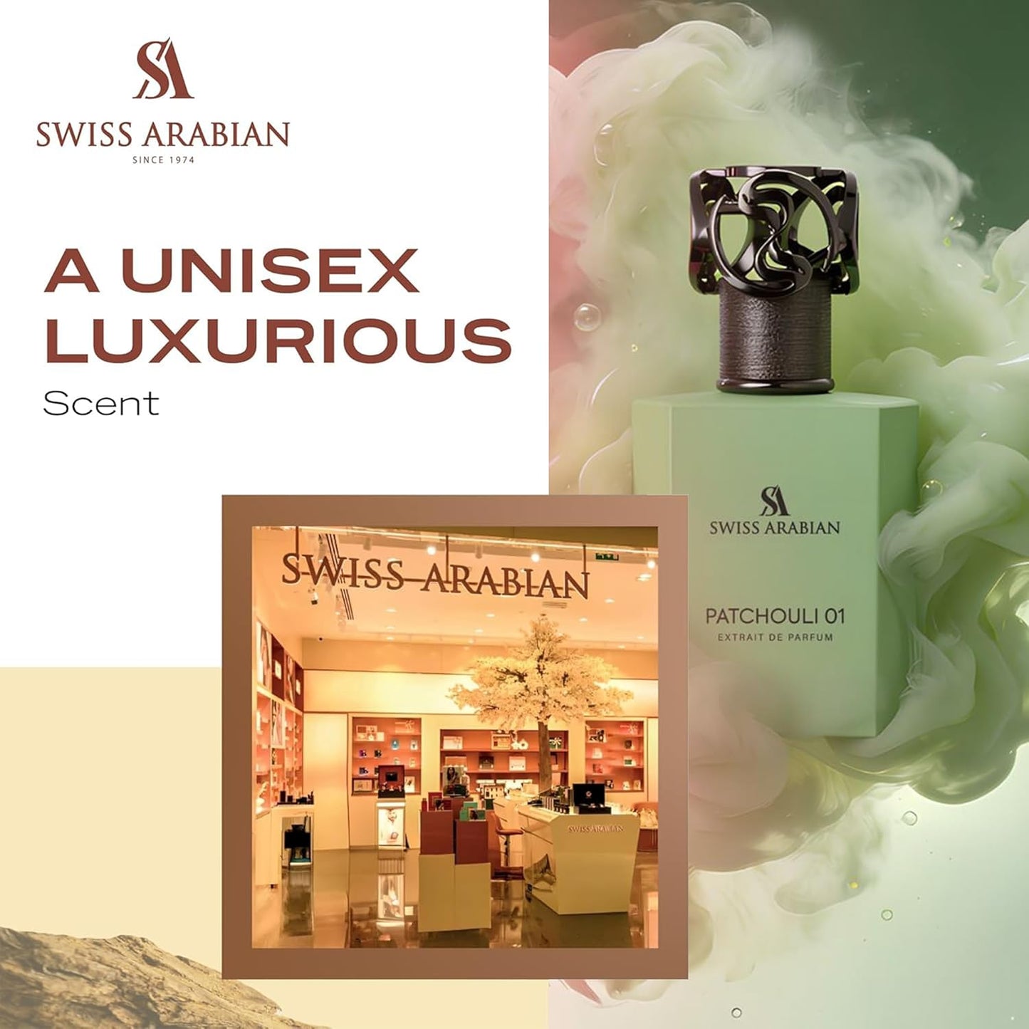 Swiss Arabian Patchouli 01 Cologne - Long Lasting Unisex Eau de Parfum with Lavender Mint Notes | 50ml Heritage Collection