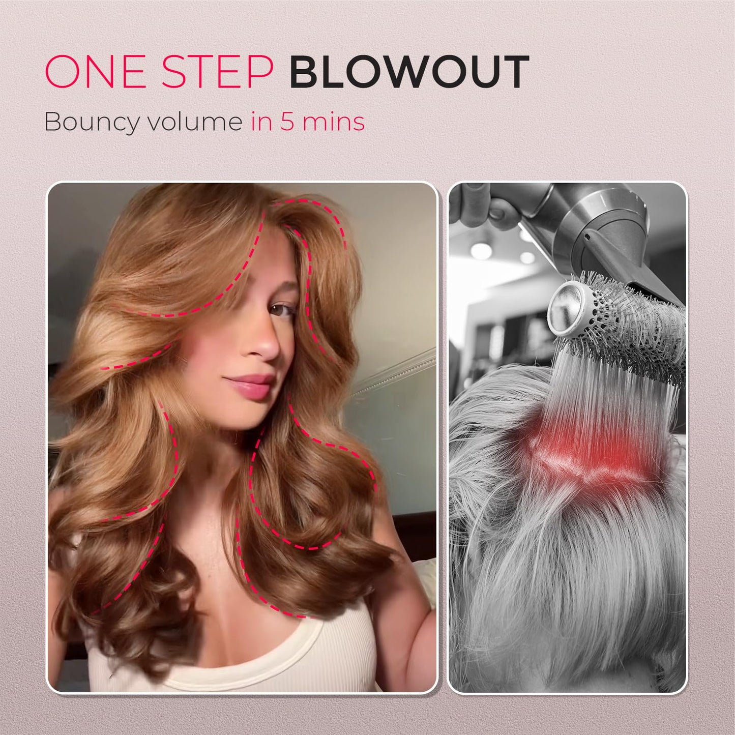 TYMO 2.0 Hair Blow Dryer Brush - Blowout Hot Air Brush, One Step Volumizer, Upgraded 2 Inch Oval Barrel Roller Curling Styler, 3X Faster Drying, 0.6 lb Lightweight, Straightener Curling in One, Gold
