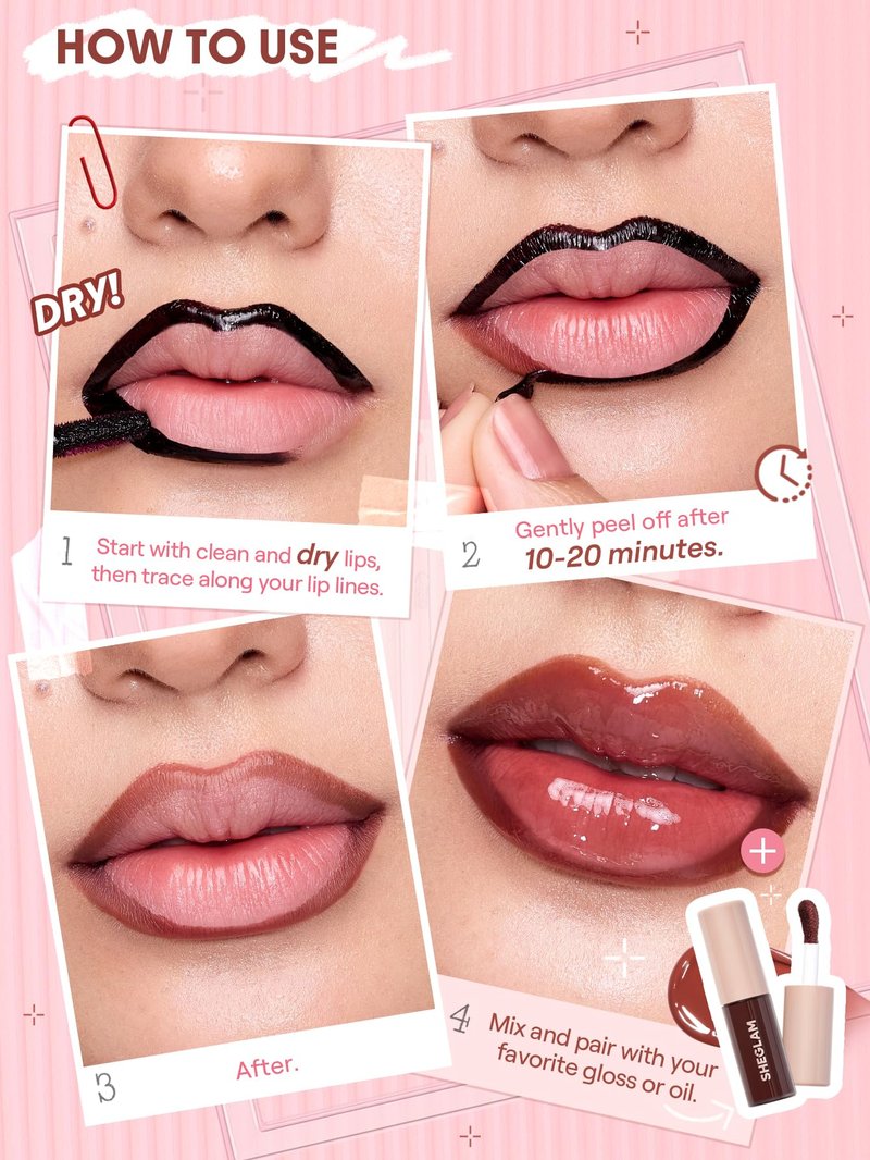 SHEGLAM Fall In Line Peel Off Lip Liner Stain Long Lasting Transfer-proof Nude Lip Tint-Pinky Promise