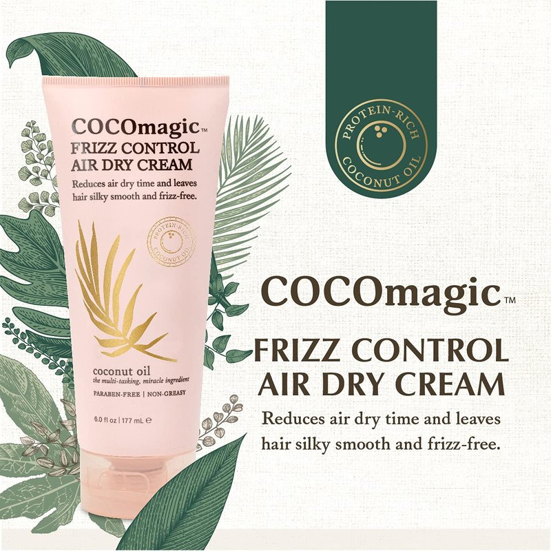 Cocomagic Frizz Control Air Dry Cream - Anti-Frizz Styling Cream for Smooth Hair | Paraben Free (6 oz)