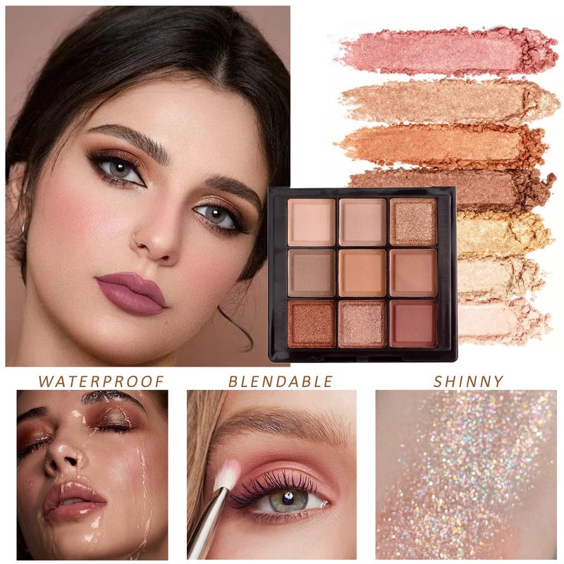 K'APEINE Eyeshadow Palette 9-Colors Nude Eye Shadow Palette Natural Brown Makeup Kit Warm-Toned Highly Pigmented Eyeshadow for Eyes Long Lasting Naturing-Looking for Women-Chocolate