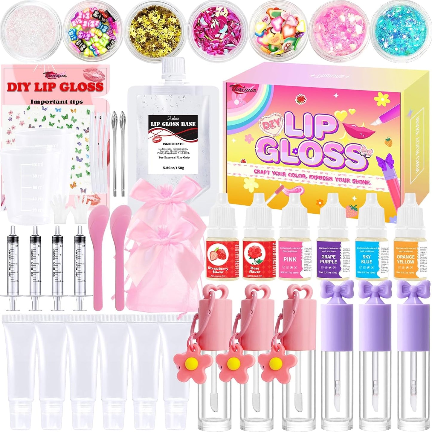 Thaluna Lip Gloss Making Kit - DIY Lip Gloss Set for Women | Fun, Moisturizing & Glittery Gifts