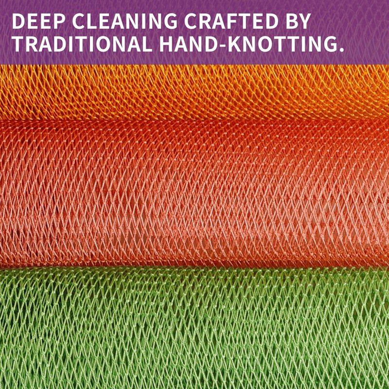 CZZXI African Net Sponge 3 Pieces, Authentic Exfoliating Body Scrubber for Back & All Skin Types, Bath Sponge for Face & Body with Gentle Deep Cleansing (Purple, Pink,Yellow)