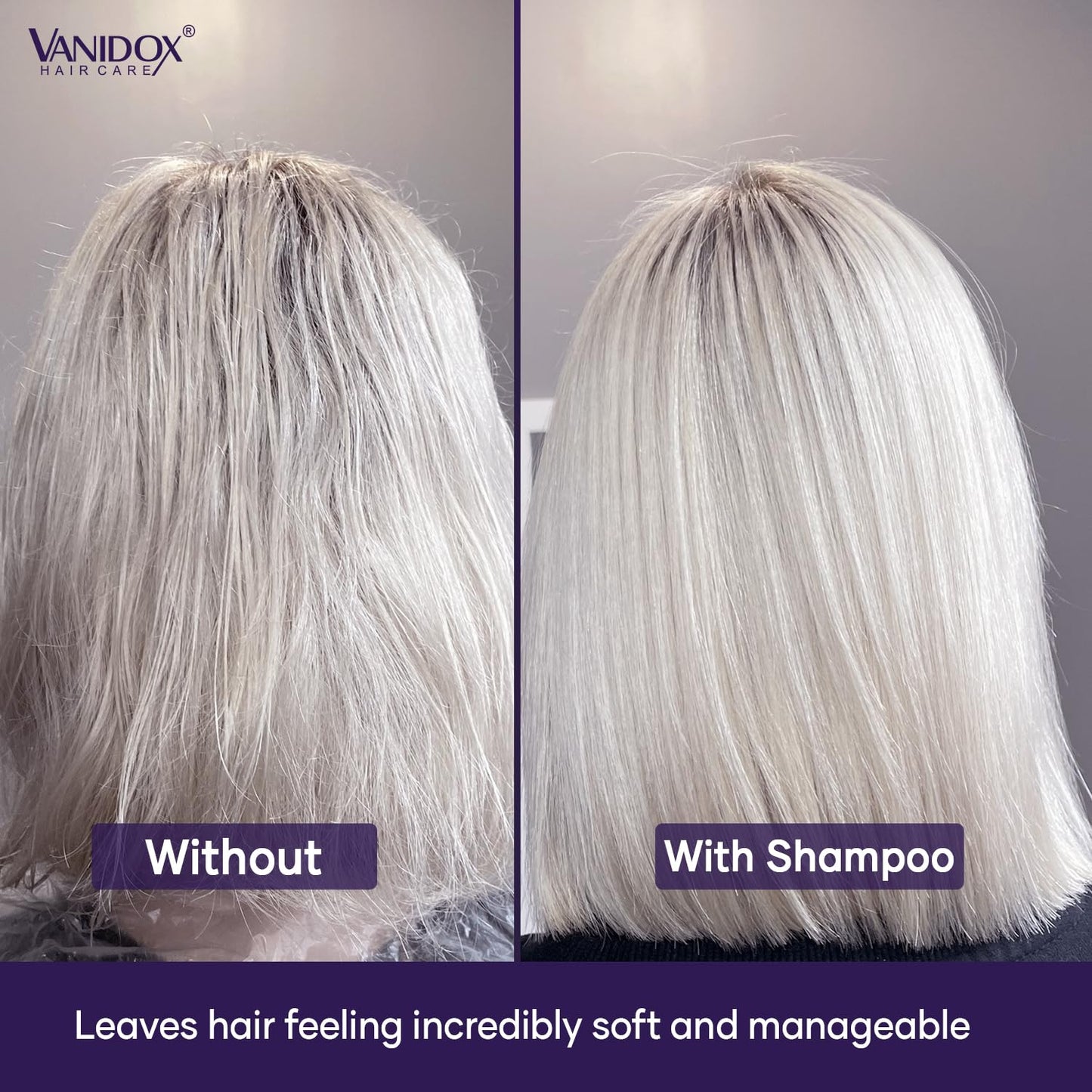 VANIDOX Purple Shampoo & Conditioner Set - Sulfate Free, Moisturizing for Grey & Silver Hair | 16 fl oz Each