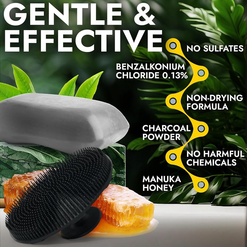 Manuka Honey Charcoal Soap - Antibacterial Hand Soap for All Skin Types | Kills 99.9% of Germs | Pack of 2