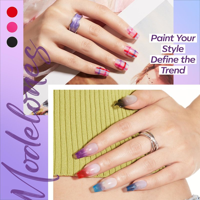 modelones Jelly Gel Nail Polish, 6 Colors Pink Red Green Blue Purple Black Sheer Translucent Effect Gel Polish Set for DIY French Nails Polka Dot Nails Soak Off Nail Art Kit Manicure Salon