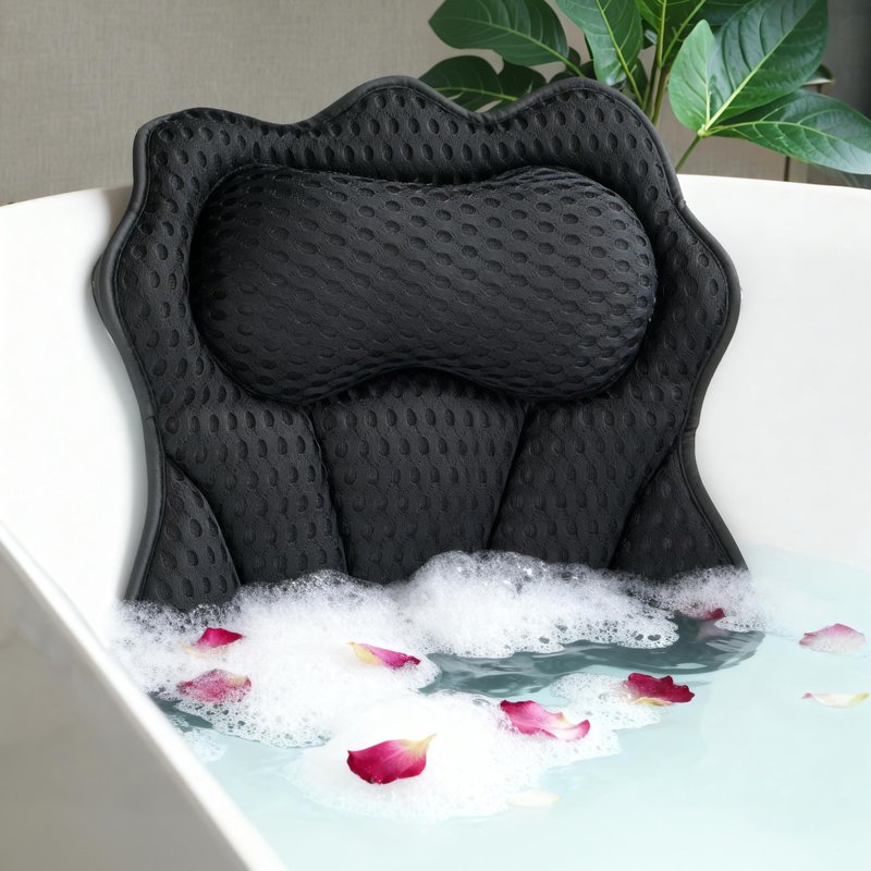 Joeyset Bath Pillows for Tub, Bath Pillow, Bathtub Pillow, and Luxury Bath Accessories for Head, Neck & Back Support, Relaxing Spa Bath Tub Pillow with 6 Strong Suction Cups (White)