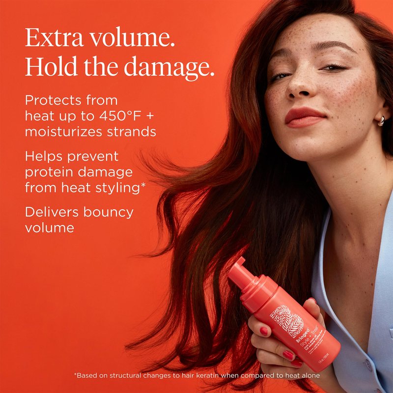 Briogeo Style + Treat Yuzu + Plum Oil Full Miracle Styling Foam for Volume | Heat Protection & Frizz Control | Silicone-Free | Vegan & Cruelty-Free | 5 fl oz