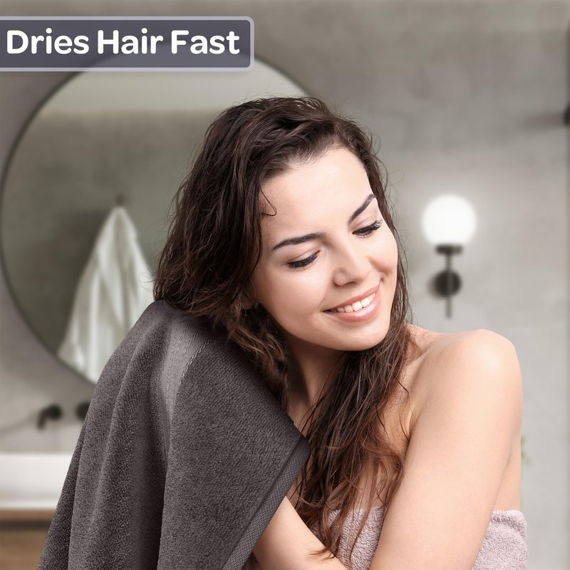 6 Piece Towel Set - 625 GSM 100% Cotton Bathroom Accessories - 2 Bath Towels, 2 Hand Towels, and 2 Wash Cloths - Soft and Absorbent Bath Sheets for Shower, Gym, Dorm, and Spa by Lavish Home (Charcoal)