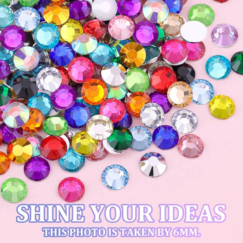 Skiennix 20000 Pcs Resin Rhinestones - Multicolor Flatback Gems with B7000 Glue for DIY Crafts