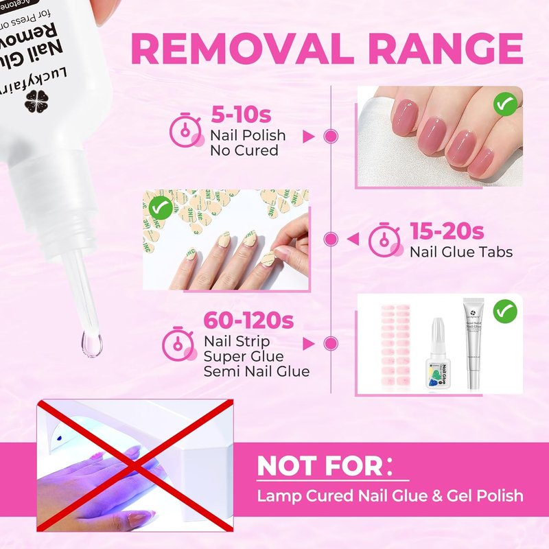 Nail Glue Remover - Acetone-Free 15ml for Press-On Nails | Gentle & Quick Removal