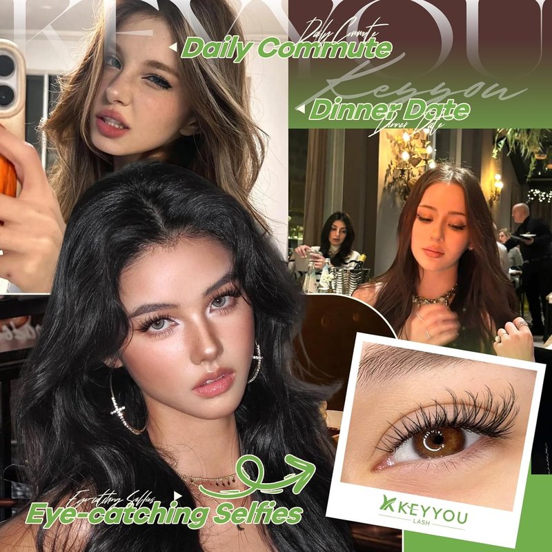 KEYYOU Spider Lash Clusters - Wispy D Curl Eyelash Extensions | Natural Look, 8-16mm Sizes
