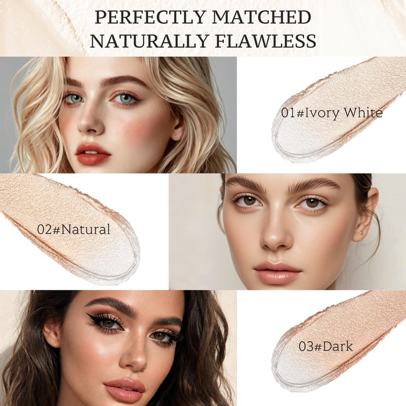 Foundation Stick, Color Changing Foundation 2 in 1 Concealer with Brush for Skin Moisturizing, Hydrating Long Lasting Matte Base Makeup, Light Coverage Concealer for Mature Dry Oily Skin, Dark