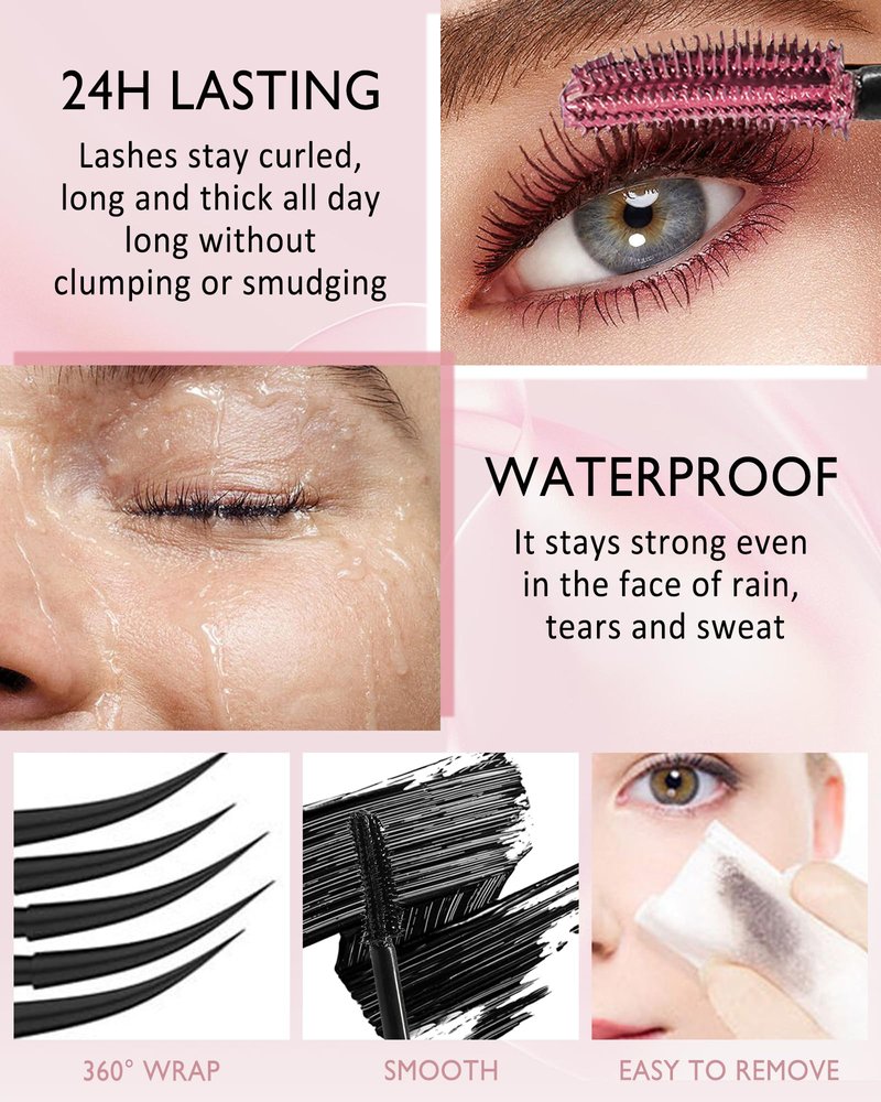 Burgundy Waterproof Mascara, Lash Extension Mascara with Dual-Sided Brush, Great for Lengthening and Volumizing Eyelashes, Colored Tube Máscara Fiber No Clumping, Long Wear, Smudge-Proof-04