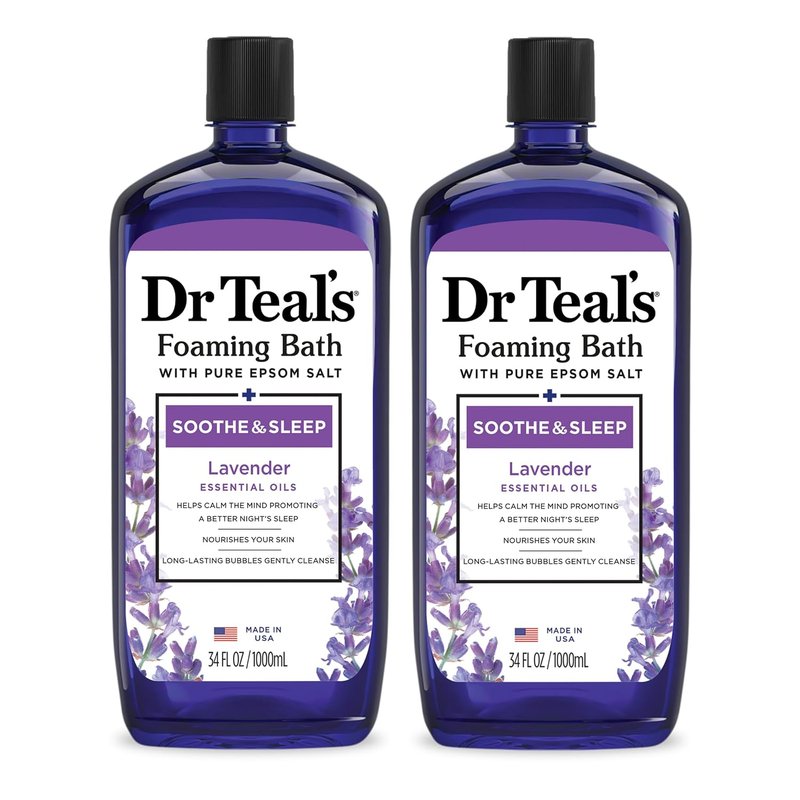 Dr Teal's Foaming Bath - Pure Epsom Salt for Soothe & Sleep | Lavender, 34 fl oz (Pack of 2)