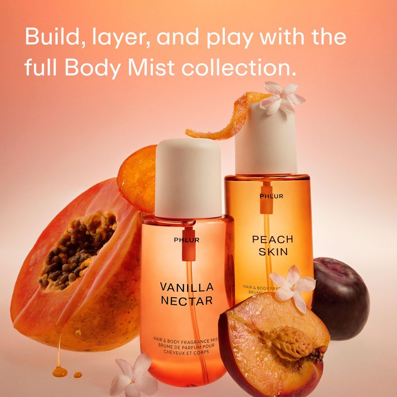 PHLUR Vanilla Nectar Body Mist, 8 Fl Oz - Hair and Body Perfume for Women, Creamy Vanilla Perfume Body Spray with Papaya, Apricot and Honeyed Amber Fragrance