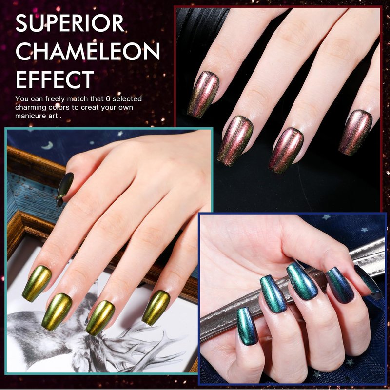 Morovan Fingernail Nail Polish Set: Holographic Metallic Ombre Lacquer Air Dry Nail Polish Regular Nail Pack 0.27oz Glitter Finger Nail Bulk Toenail Polish Kit Halloween Fall Gift for Women