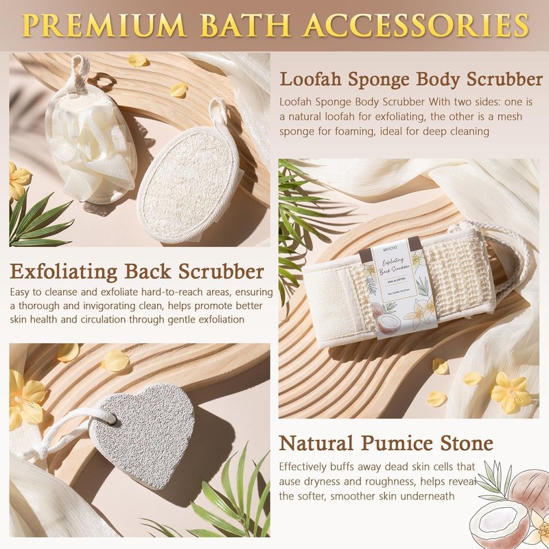 Mothers Day Birthday Gifts for Women, Vanilla Coconut Relaxing Spa Gift Baskets for Women Self Care Package Bath Gift Set, Home Bath and Body Kit Pampering Gifts for Womens Her Mom Friends Sister Wife