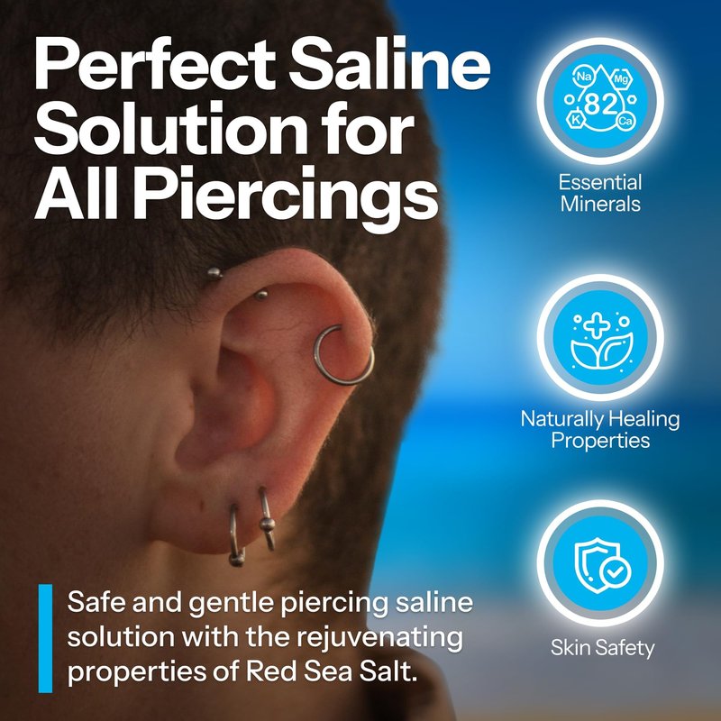 H2Ocean Piercing Aftercare Spray – Sea Salt Spray for Body and Facial Piercings – Ear, Nose, Navel, Oral & Body Piercing Cleaner, Aftercare Solution for New Piercings– 4oz