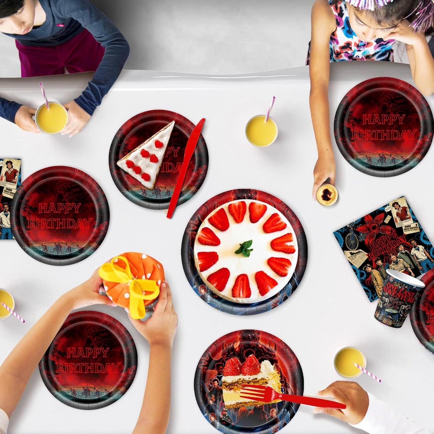 Stranger Things | 50-Piece TV Party Tableware Set - Movie Theme Birthday Supplies with Plates, Napkins & Cups