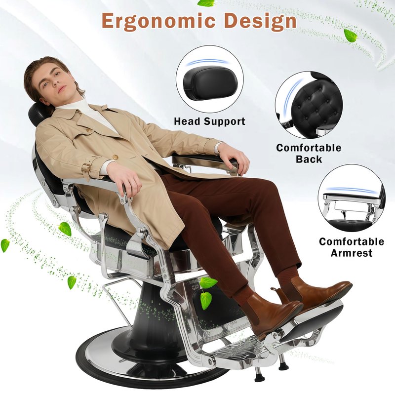 ROWIEP Barber Chair Salon Chairs for Hair Stylist, Heavy Duty Hydraulic Barber Chairs for Barbershop Home,360° Swivel Reclining Hairdresser Chair for Beauty Salon Spa Shampoo Styling