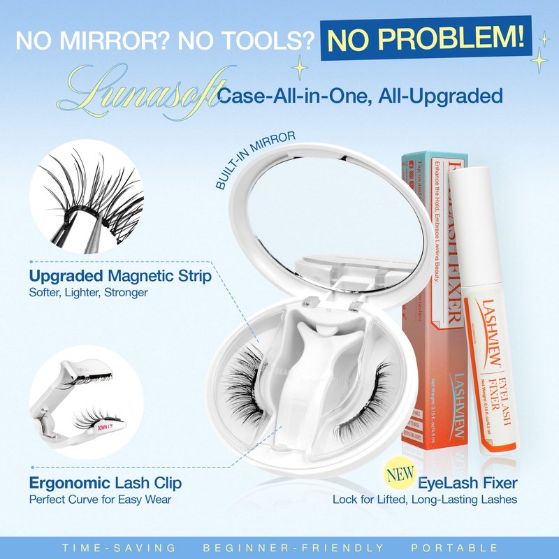 LASHVIEW Magnetic Eyelashes with Applicator Upgrade Soft Magnetic Eyelashes Natural Look Reusable No Glue or Eyeliner Needed Easy to Wear and Remove (RC01)