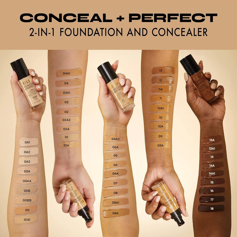 Milani Conceal + Perfect Liquid Foundation - Sand Shade | 1 Fl. Oz.