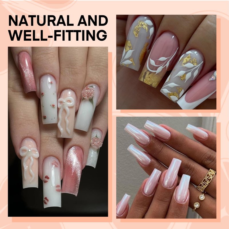 Luckyfairy 504PCS Half Cover False Nails Tips Acrylic Nail Tips Artificial False Nails Lady French Style Tip Acrylic Fake Nails For Nail Extensions Art Salon Home DIY