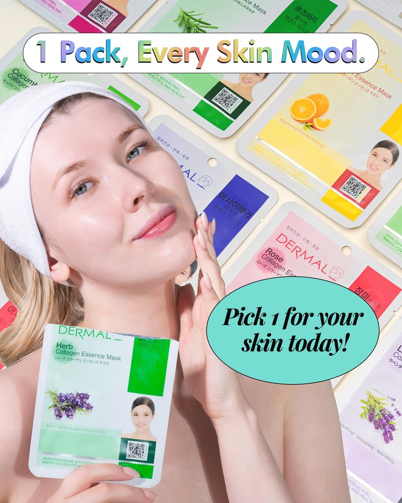 DERMAL 24 Combo Pack Made in Korea Facial Mask – 20+ Years of K-Beauty Experience, Premium Quality Korean Sheet Masks for Daily Skincare Routine