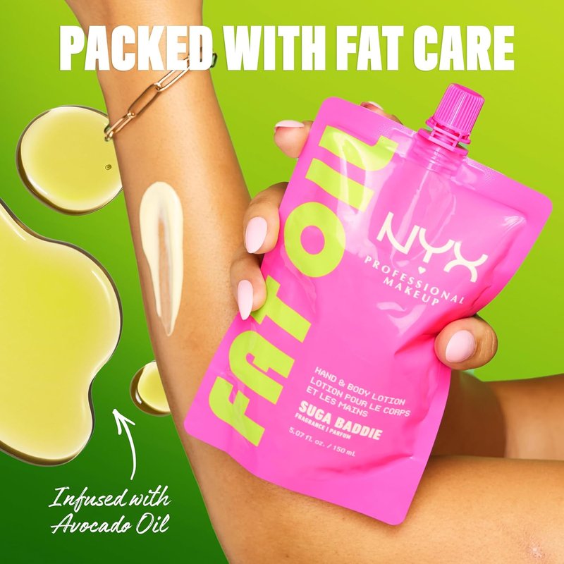 NYX PROFESSIONAL MAKEUP Fat Oil Hand & Body Lotion in Suga Baddie, Vanilla Lotion with 24HR Hydration, Lightweight, Body Moisturizer With Avocado Oil, Vegan & Cruelty-Free