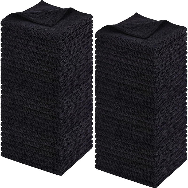 Newwiee 40 Pcs Wash Cloth Bulk Cotton Bath Hand Face Washcloths Soft Quick Drying Towel for Women Bathroom Washing Body Viscose Fiber Multipurpose Fingertip Rags (12 x 12 Inch,Black)