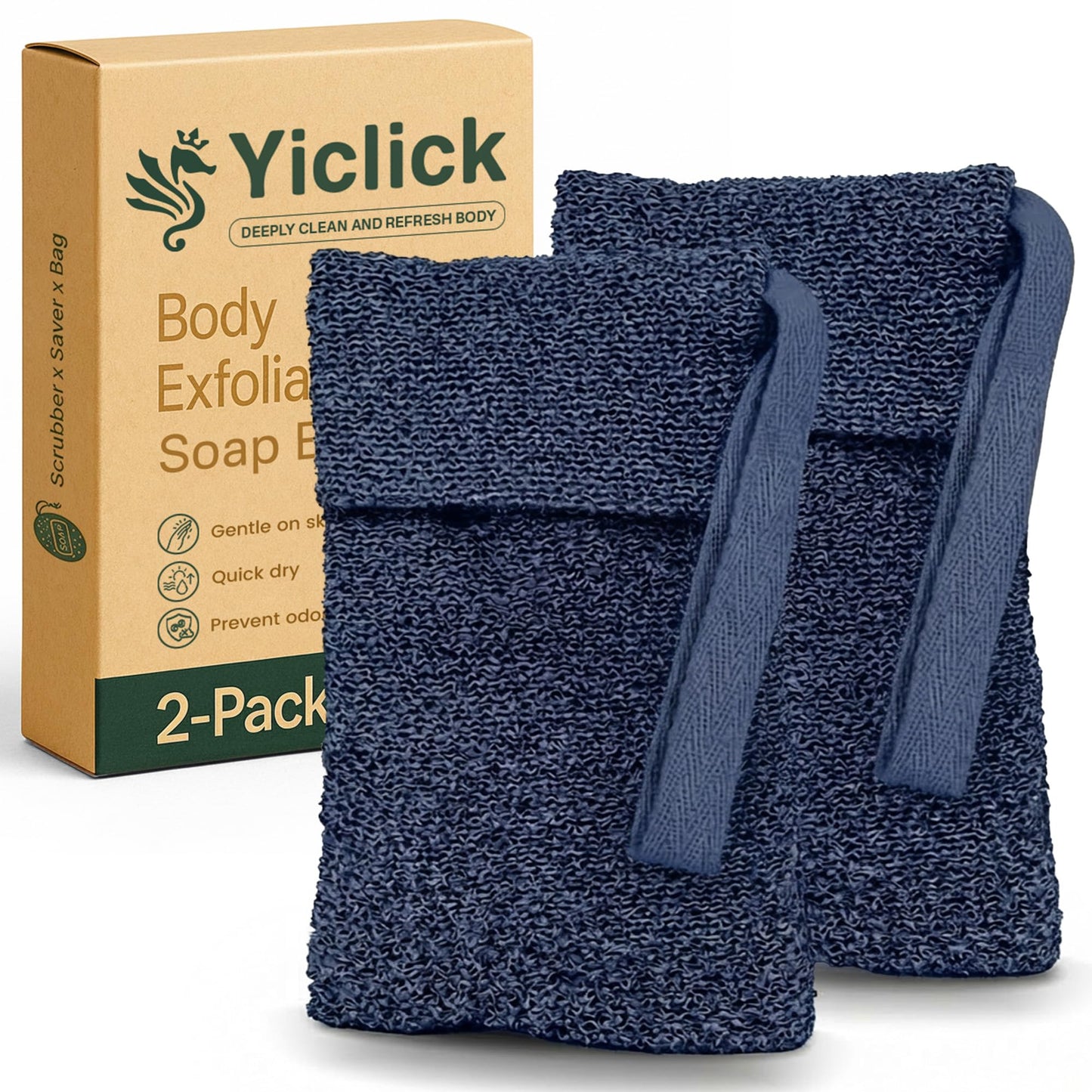 Yiclick Soap Bag 2 Pack, Bar Soap Pouch, Soap Saver Bag, Exfoliating Mesh Soap Bag for Shower, Soap Bags for Soap Bars, Soap Bar Loofah Pouch, Soap Travel Case Dishes Box Container for Men Women