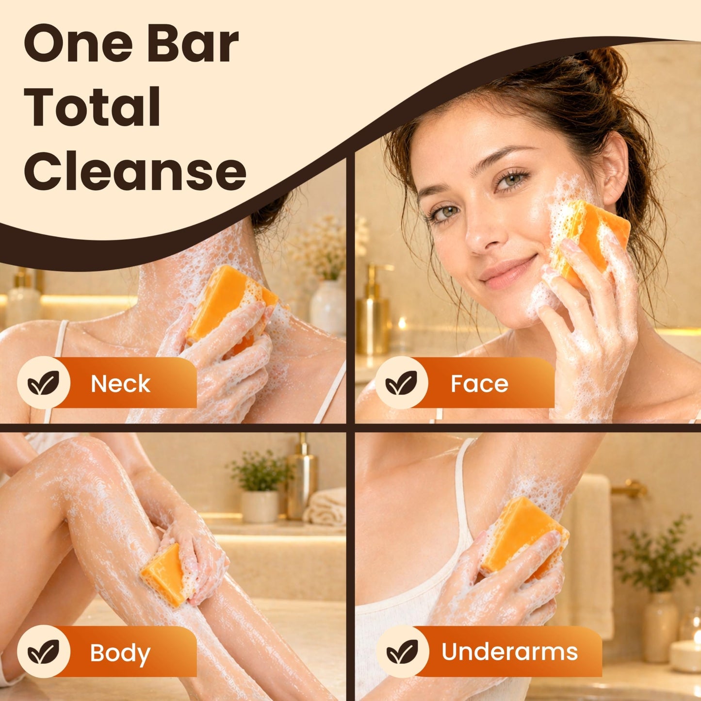 Turmeric Soap Bar for Face & Body | Vegan Skin Cleanser for Smooth, Moisturized & Radiant-Looking Skin | Rich Lather, Deep Cleansing & Refreshing Scent | 1 Bar