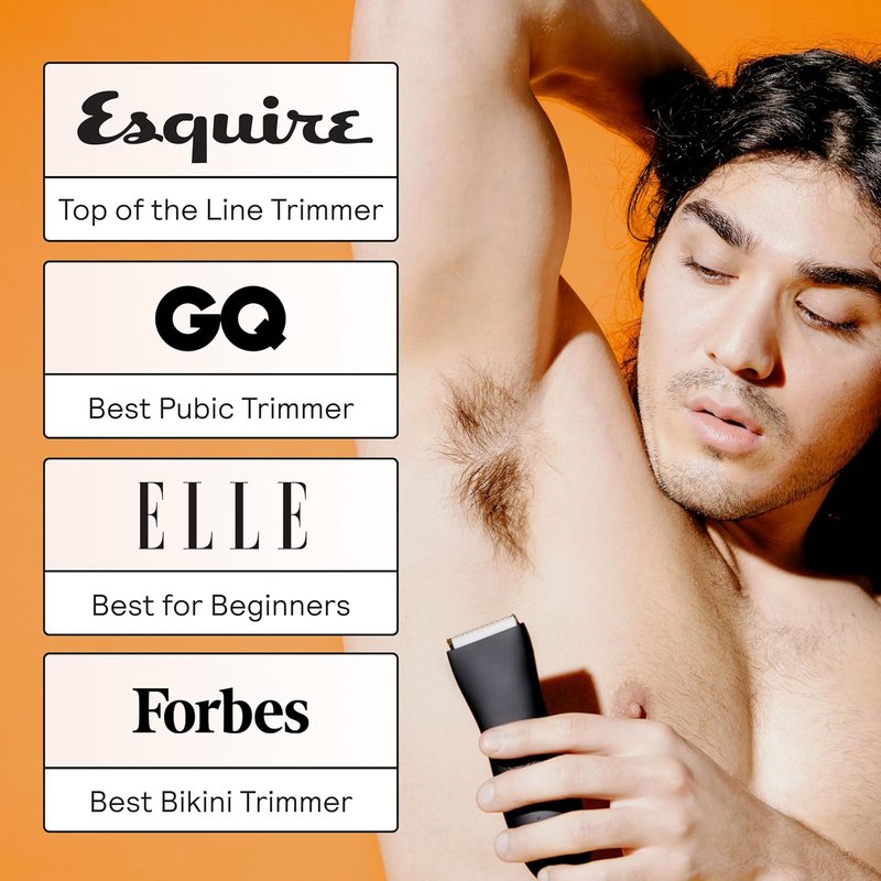 MERIDIAN The Trimmer Original - Waterproof Electric Body Hair Trimmer for Men | Rechargeable Groomer for Pubic, Chest, Legs & Underarms - Onyx