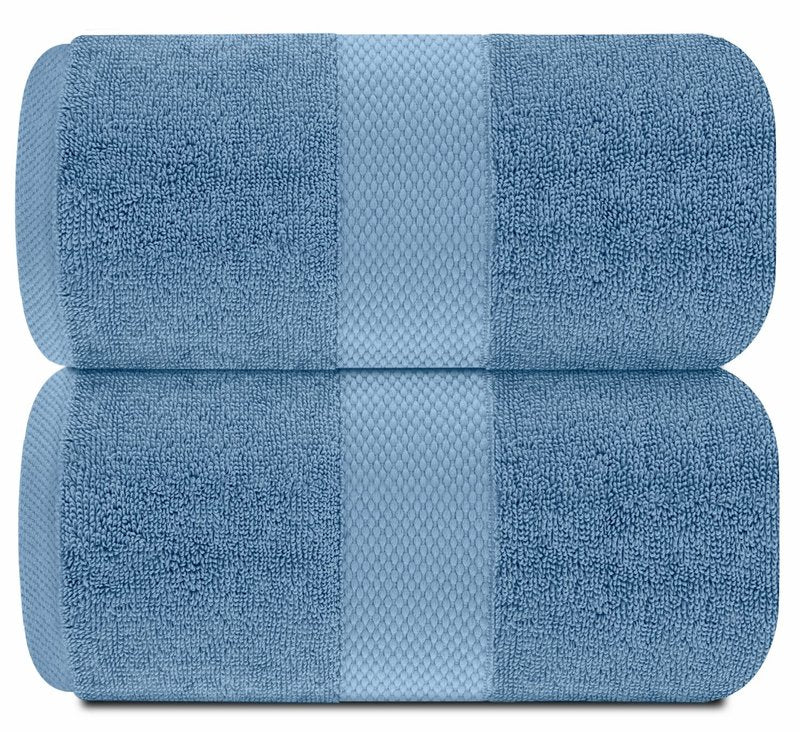 White Classic Luxury Soft Bath Sheet Towels - 650 GSM Cotton Luxury Bath Towels Extra Large 35x70 | Highly Absorbent and Quick Dry | Hotel Quality Extra Large Bath Towels Oversized, Light Blue, 2 Pack