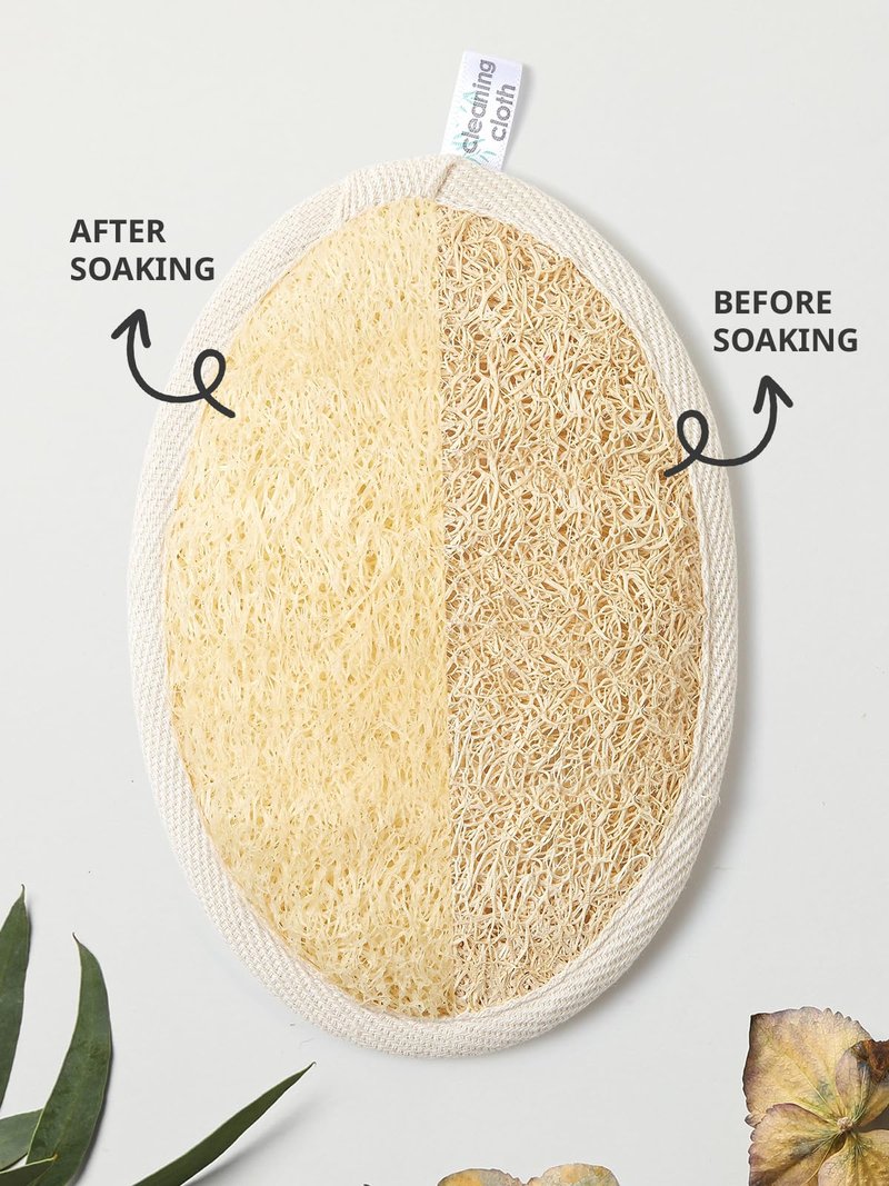 Reemix Natural Loofah Exfoliating Body Scrubber 3-Piece Oval Set - Gentle Face & Body Scrub Sponge, Eco-Friendly Bath Shower Tool for Smooth Skin, Travel-Friendly Design