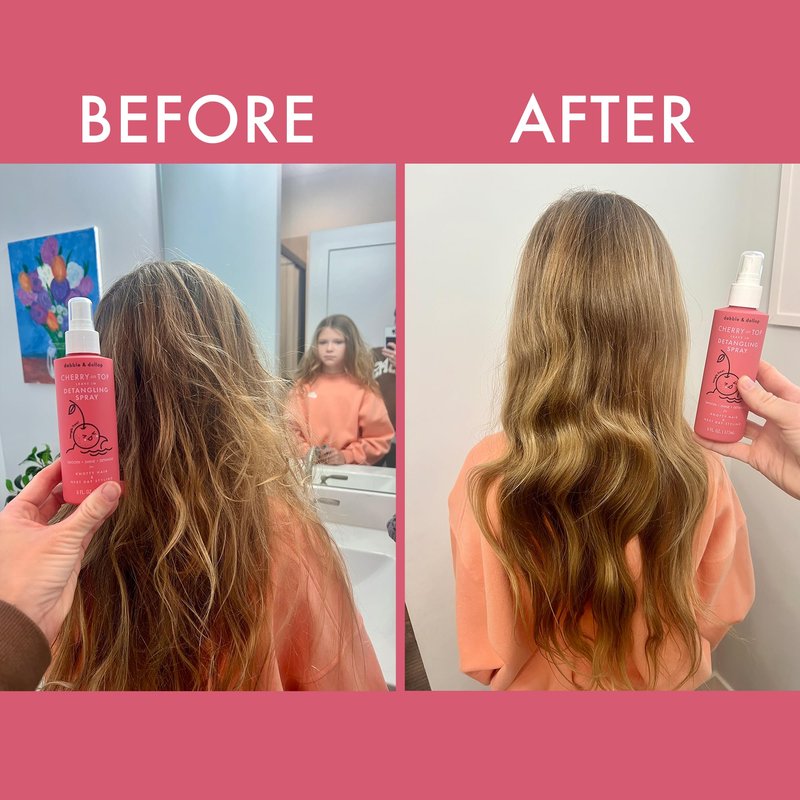 Dabble & Dollop Cherry on Top Detangling Duo – Kids Hair Conditioner & Leave-In Detangler Spray 2-Pack Bundle – Gentle, Non-Toxic, Natural-Origin Hair Care for All Hair Types