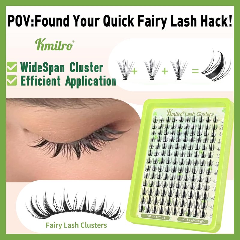 Fairy Lash Clusters - 10-14mm Curly Manga Eyelash Extensions | Wispy, Ultra-Thin Clear Band