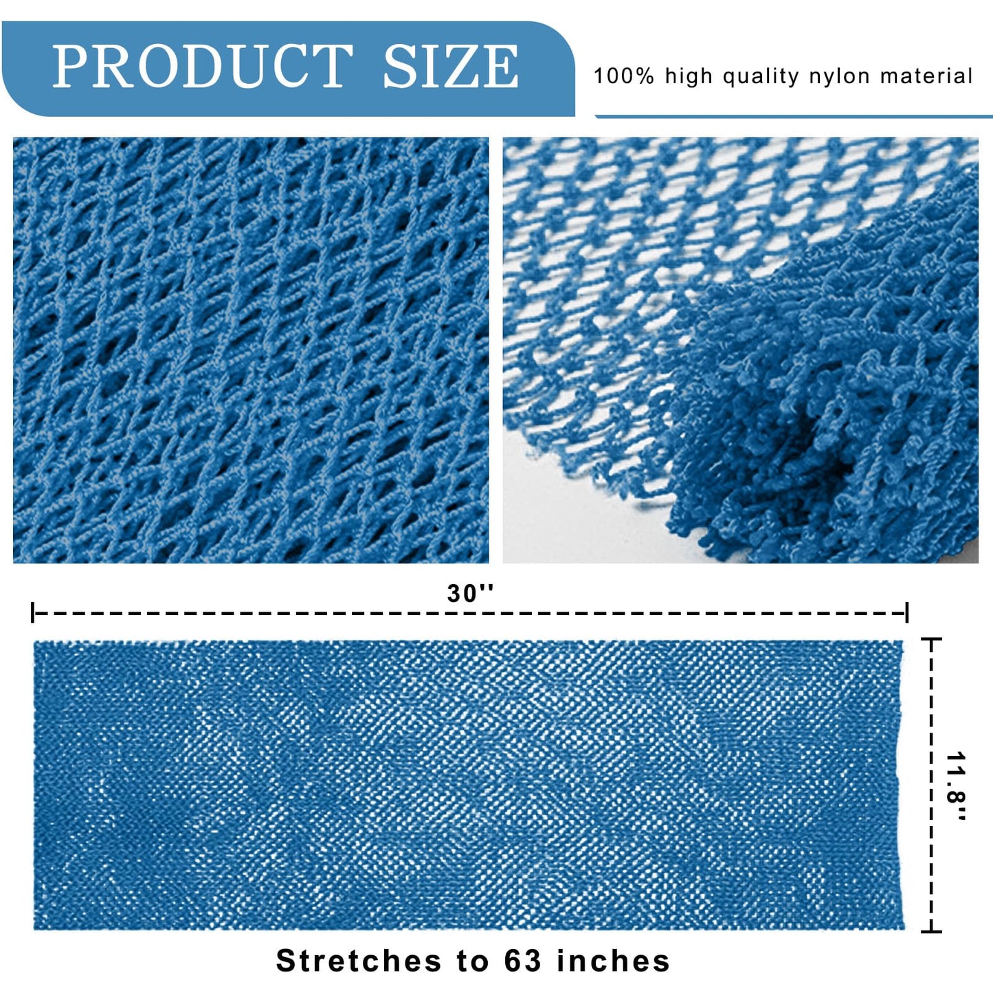 2 Pieces Authentic African Net Sponge, Long Nylon Exfoliating Net Sponge Back Body Washcloth for Deep Clean and Smooth Skin, African Net Sponge Stretch Length to 63 inches (Blue, Blue)