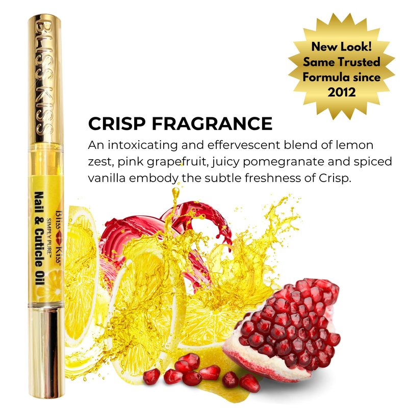 Bliss Kiss | 1 Crisp Fragrance | Nail Oil Cuticle Pen w/Vitamin E & Jojoba⏤Nail Strengthener Nail Growth Serum for Brittle Peeling Breaking Thin Nails