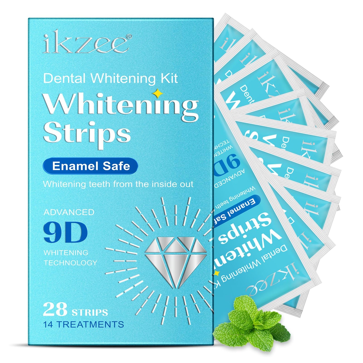 Teeth Whitening Strips Kit, 28 Strips for Sensitive Teeth, Peroxide Free & Gentle Formula, Safely Brighten Smile, Remove Stains, No Bleach, Enamel Safe, 21 Treatments