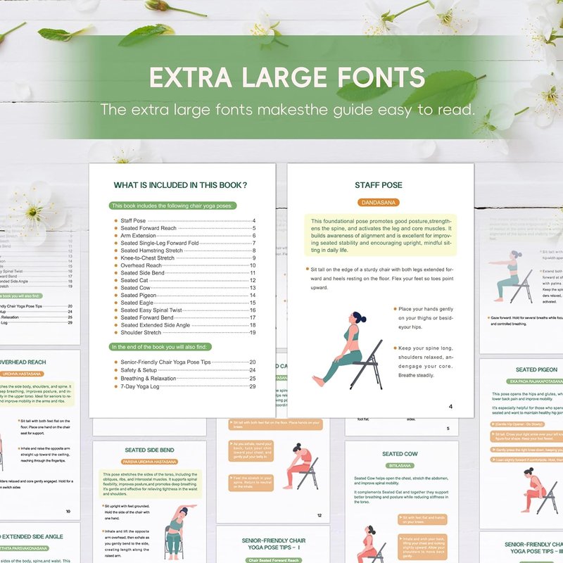 Chair Yoga for Seniors | 30-Day Gentle Seated Yoga Challenge for Weight Loss & Flexibility - 8.5x11" Guide
